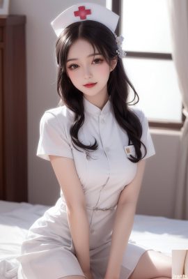 Belleza generada por IA ~ enfermera con ropa interior blanca