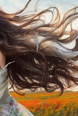 Belleza generada por IA ~ Libertad con cabello volador