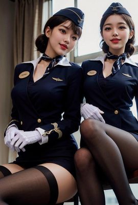 AI生成~Ai_pyramid-damas con uniformes de azafata.  servicio vip 1