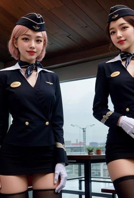 AI生成~Ai_pyramid-damas con uniformes de azafata.  servicio vip 2