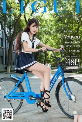 [Ligui Belleza en Internet] 20171207 Modelo Xiaoxiao Bicicleta Hermosas Piernas