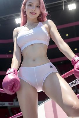 (parte trasera) Chica de boxeo rosa AI