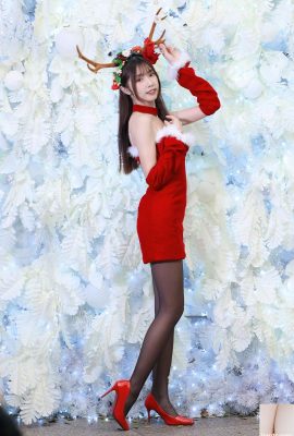 (Colección en línea) Chica taiwanesa de hermosas piernas-Huimi Chica navideña tiroteo al aire libre realista (93P)
