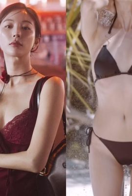¡La modelo número uno de Corea del Sur fue rociada con agua en un bikini oscuro! Mira la escena húmeda en todo internet (11P)