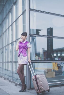 (Foto del modelo) Modelo taiwanesa: Tsai Yixin, ropa de azafata, toma de fotografías al aire libre (42P)