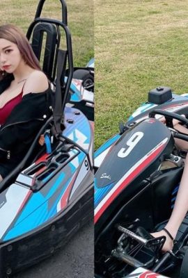La tetona súper sexy «Olivia Lin Yi» usa pantalones cortos y conduce un kart en la pista de carreras (15P)