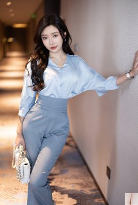 Wang Xinyao Yanni pantalón azul grisáceo y top de seda (85P)