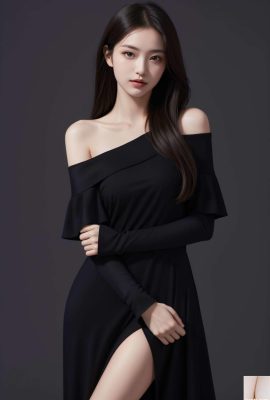 Pura y hermosa: estilo Hye Jin revela vestido negro (AlGenerated) 1