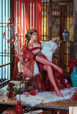 Coser belleza Yun Xixi Naitao y Nai Xijiang bonito burdel tema romántico hermanas sexy vestido clásico maestro muestra figura regordeta foto seductora