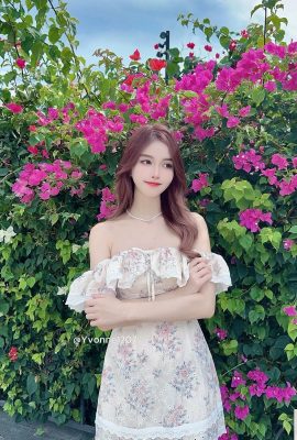 Un atuendo de corte bajo blanco «yvonne_keng» de blanco nieve hace que la tentación de los internautas sea muy emocionante (10p)